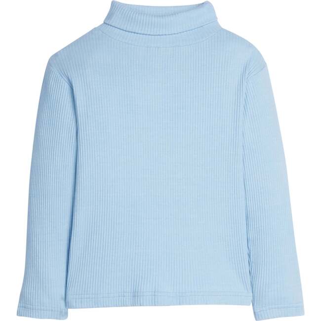 Stretchy Ribbed Long Sleeve Turtleneck Sweatshirt, Ice Blue