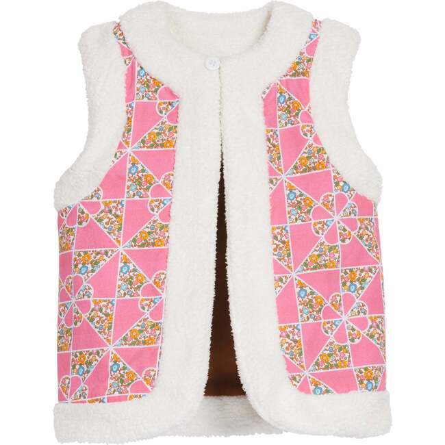 Sherpa Reversible Sleeveless Button Vest, Petersham Patchwork - Vests - 2