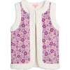 Sherpa Reversible Sleeveless Button Vest, Petal & Ivory - Vests - 2