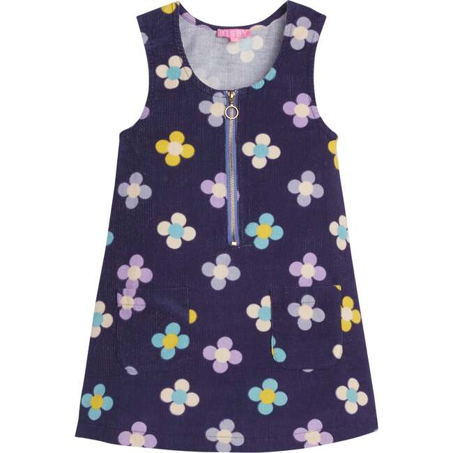 Retro Floral Print Sleeveless Half-Zip Jumper, Flower Power