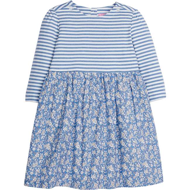 Rosie Comfy Striped Long Sleeve Top Skirt Dress, Roland Floral Blue