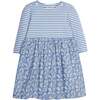 Rosie Comfy Striped Long Sleeve Top Skirt Dress, Roland Floral Blue - Dresses - 1 - thumbnail