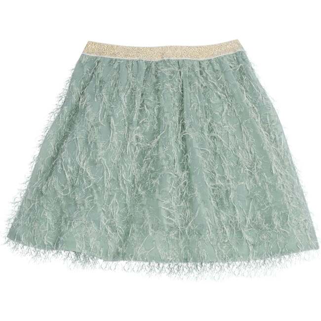 Party Fringe Metallic Waistband Pull-On Skort, Sage Eyelash