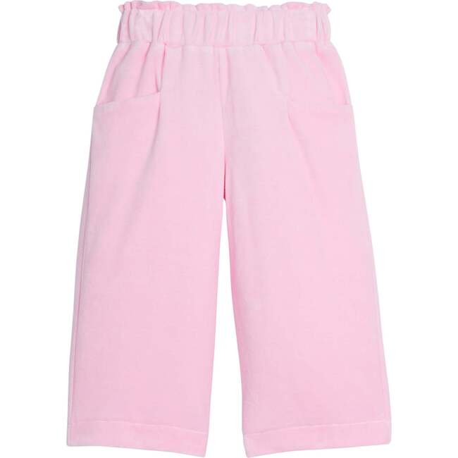 Palazzo Velour Elastic Waist Front Pocket Crop Pants, Pink