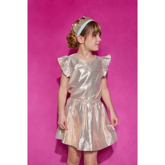 Metallic Elastic Waist Pull-On Circle Skirt, Gilt - Skirts - 2