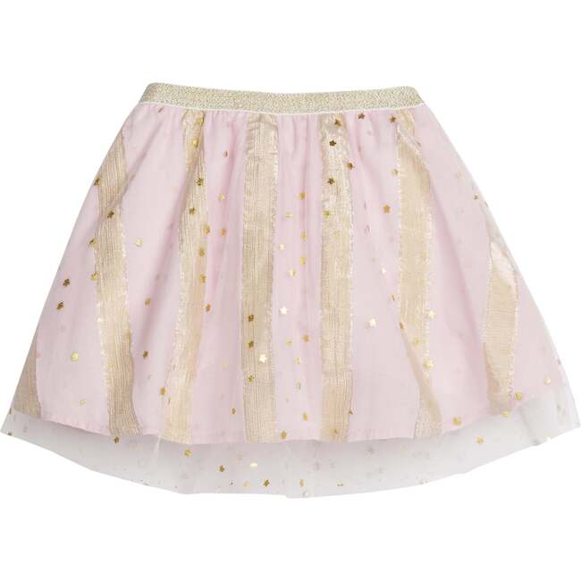 Metallic Button Tulle Pull-On Circle Skirt, Pink Stars & Stripes