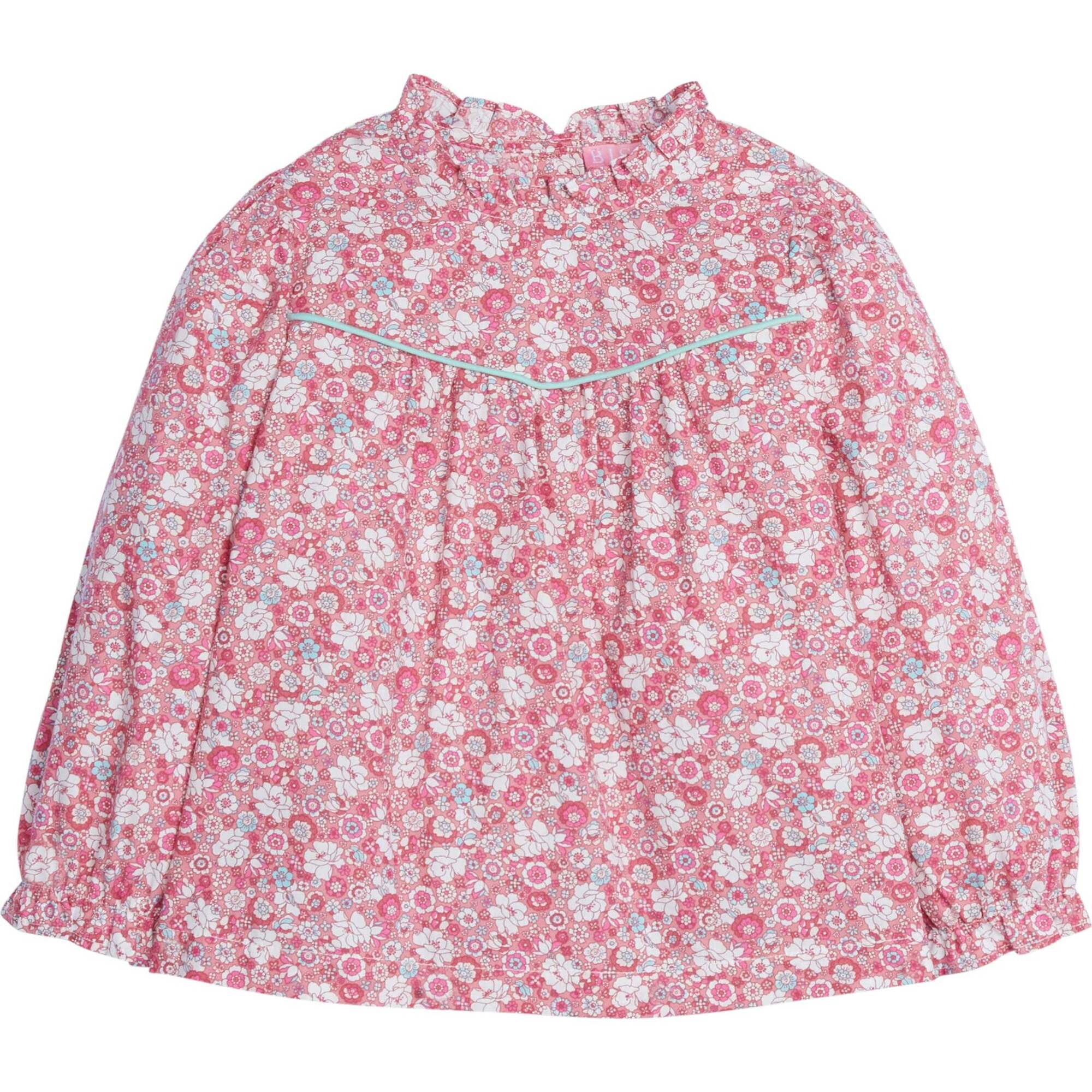 Mccall Ruffle Neck Long Sleeve Top, Bedford Gardens Pink - Blouses - 1