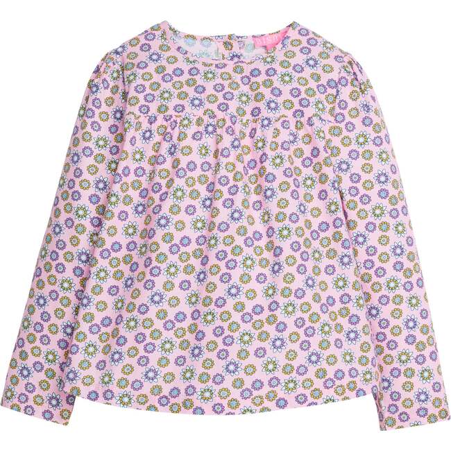 Lisle Woven Long Sleeve Gathered Top, Vienna Violets