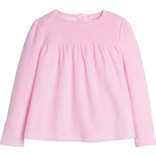 Lisle Velour Long Sleeve Gathered Top, Pink