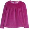 Lisle Velour Long Sleeve Gathered Top, Magenta - Blouses - 1 - thumbnail