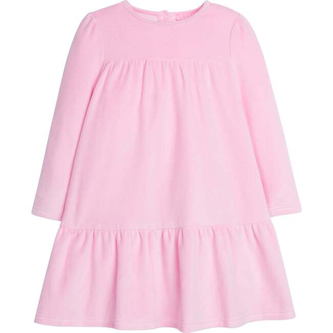 Lisle Velour Long Sleeve Gathered Skirt Dress, Pink