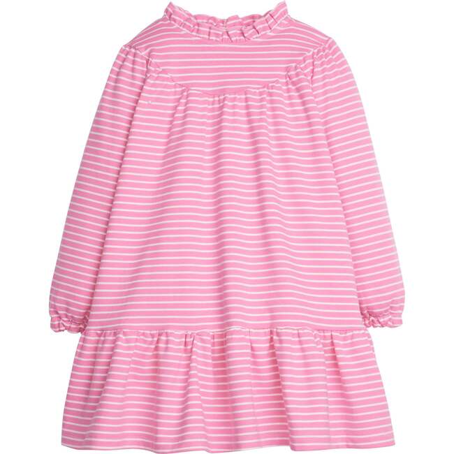 Jody Ruffle Neck Long Sleeve Knit A-Line Dress, Pink Stripe