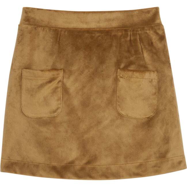 Faux Suede Built-In Shorts Waistband Mini Skort, Brown