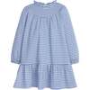 Jody Ruffle Neck Long Sleeve Knit A-Line Dress, Blue Stripe - Dresses - 1 - thumbnail