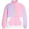 Color Block Long Sleeve Half-Zip Pocket Sweatshirt, Pink & Lilac - Sweatshirts - 2