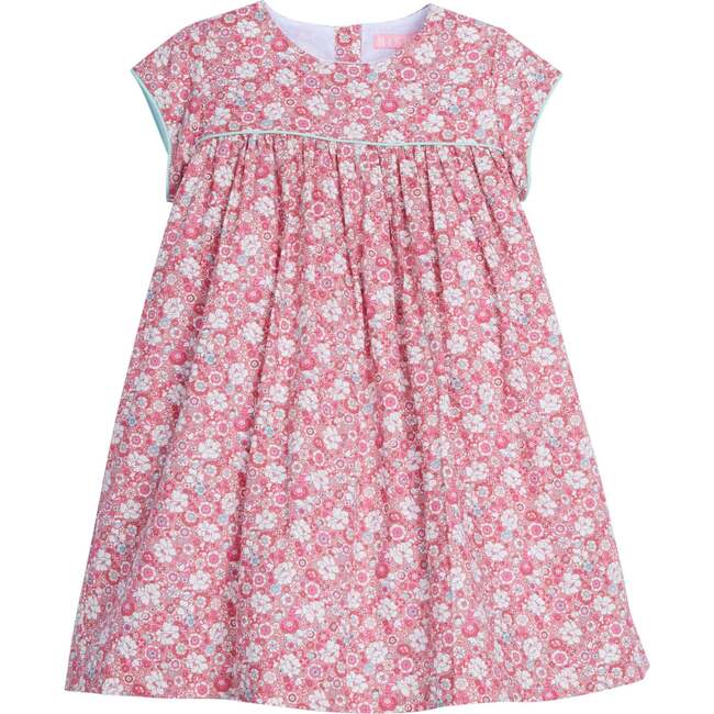 Charlotte Trim Short Sleeve Gathered Dress, Bedford Gardens Pink