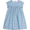 Charlotte Trim Short Sleeve Gathered Dress, Bedford Gardens Blue - Dresses - 1 - thumbnail