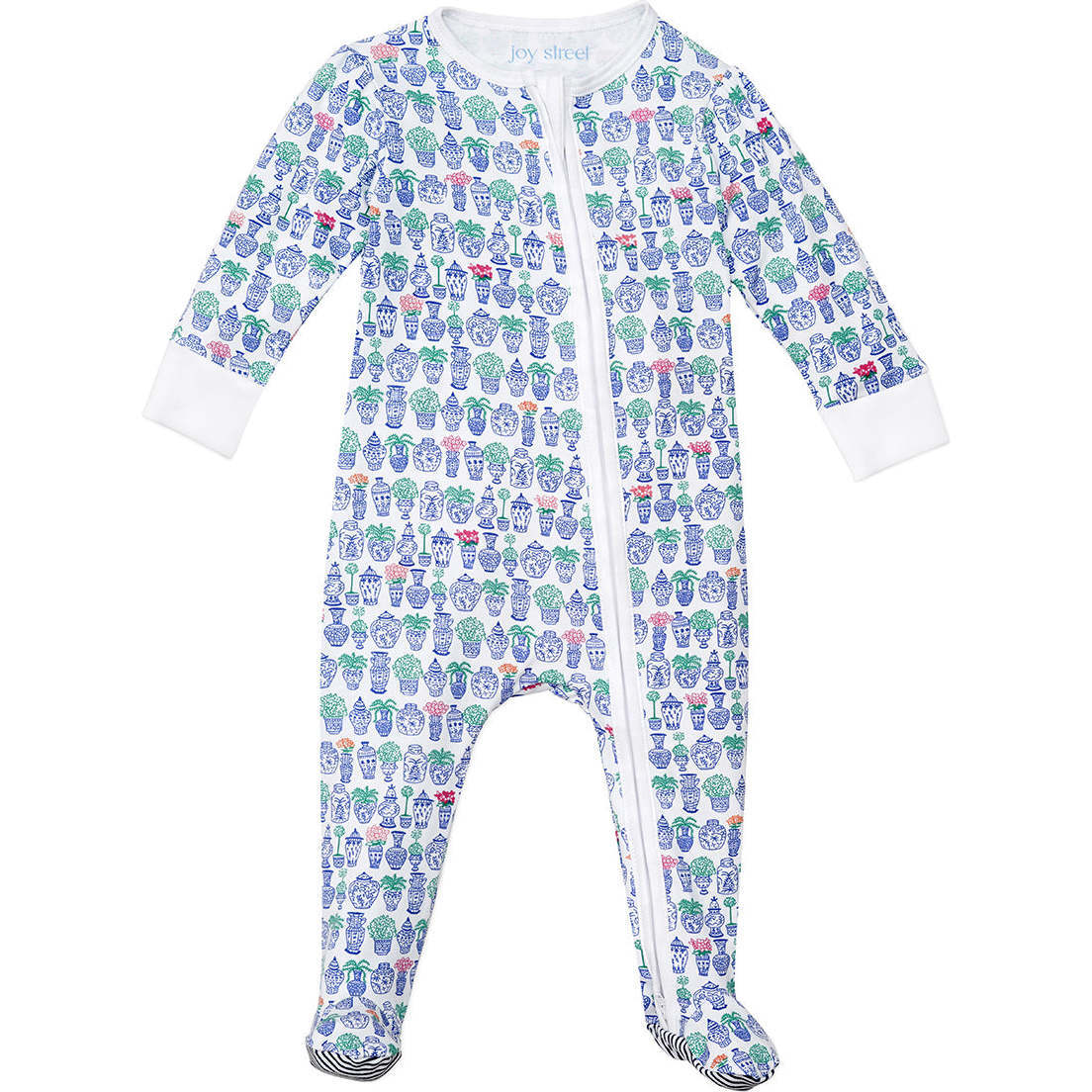 Ginger Jars Zip Baby Footie, Blue - Footie Pajamas - 1