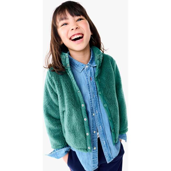 Teddy Fleece Jacket, Sunwashed Teal - Jackets - 2