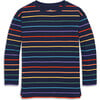 Long Sleeve Legging Tee In Rainbow Stripe, Navy Mini Rainbow Stripe - T-Shirts - 1 - thumbnail