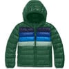 Kids Puffer Jacket In Rainbow Stripe, Evergreen Placed Stripe - Jackets - 1 - thumbnail