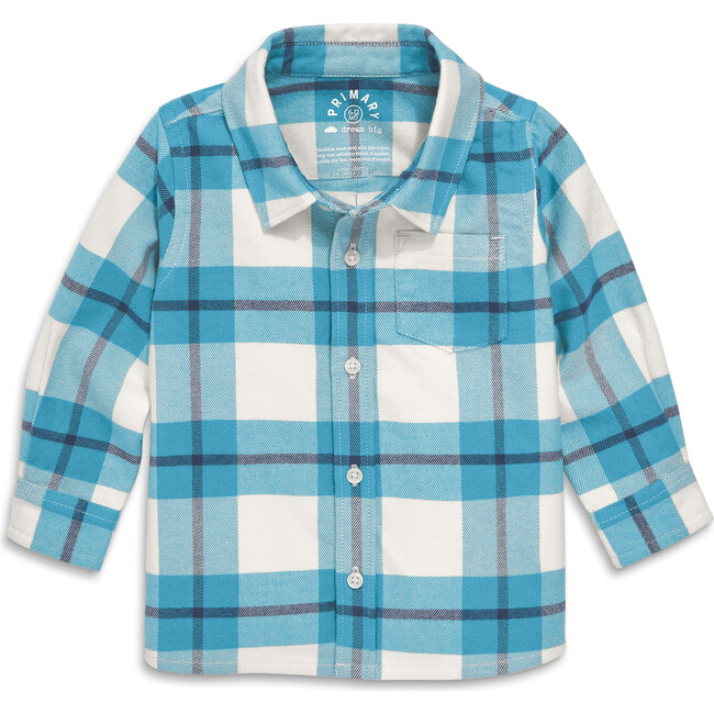 Baby Long Sleeve Flannel Plaid Button Down, Ivory Storm Plaid