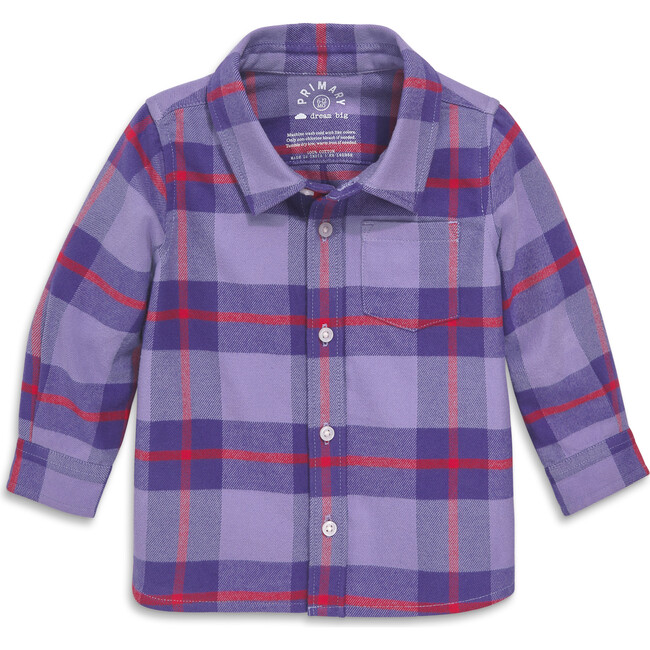 Baby Long Sleeve Flannel Plaid Button Down, Iris Lollipop Plaid