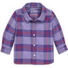 Baby Long Sleeve Flannel Plaid Button Down, Iris Lollipop Plaid - Button Downs - 1 - thumbnail