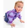 Baby Long Sleeve Flannel Plaid Button Down, Iris Lollipop Plaid - Button Downs - 2