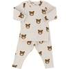 Teddy Bear Face Print L/S 2pc Set, Malt - Mixed Apparel Set - 1 - thumbnail