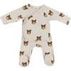 Teddy Bear Face Print Kimono Footie Set, Malt - Mixed Apparel Set - 1 - thumbnail