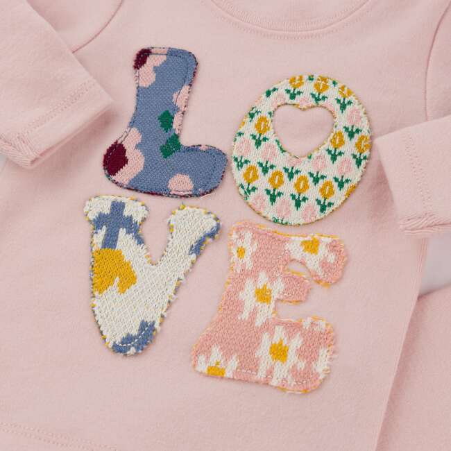 Quilted LOVE Stacked Applique L/S 2pc Set, Dusty Pink - Mixed Apparel Set - 2