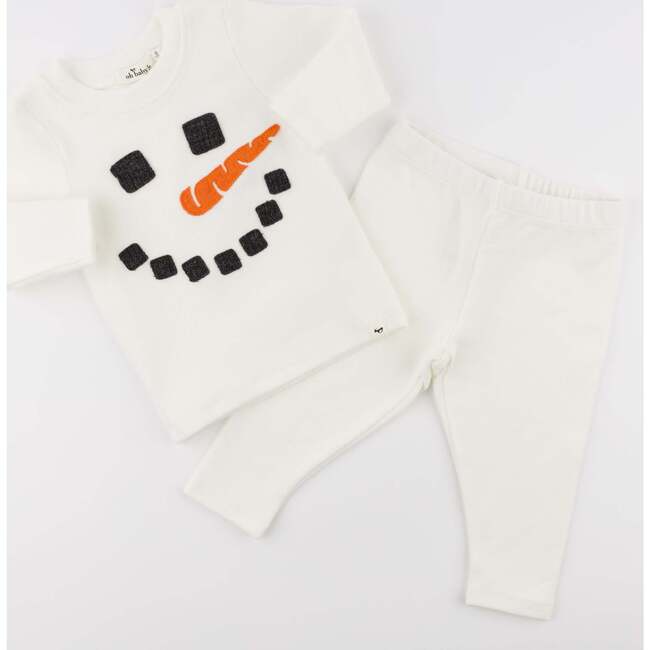 Snowman Face Applique L/S 2pc Set, Cream - Mixed Apparel Set - 3