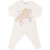 Prancing Unicorn Applique L/S 2pc Set, Cream - Mixed Apparel Set - 1 - thumbnail