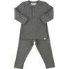 Mini Honeycomb Henley Elbow Patch 2pc Set, Charcoal - Mixed Apparel Set - 1 - thumbnail