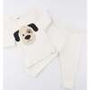 Puppy Face Applique L/S 2pc Set, Cream - Mixed Apparel Set - 3