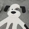 Large Cream Puppy Applique L/S 2pc Set, Coal - Mixed Apparel Set - 2