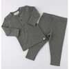 Mini Honeycomb Henley Elbow Patch 2pc Set, Charcoal - Mixed Apparel Set - 2