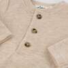 Mini Honeycomb Henley Elbow Patch 2pc Set, Sand - Mixed Apparel Set - 3