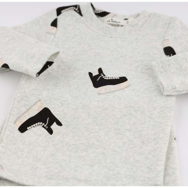 Hockey Skates Print L/S 2pc Set, Heather Gray - Mixed Apparel Set - 3