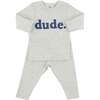 Denim "dude" Ribbed Applique L/S 2pc Set, Heather Gray - Mixed Apparel Set - 1 - thumbnail