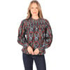 Women's Malia Print Pleated Collar Long Puff Sleeve Top, Malia Top - Shirts - 1 - thumbnail