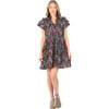 Women's Nadia Print V-Neck Flirty Sleeve Tiered Short Dress, Wedgwood - Dresses - 1 - thumbnail