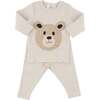 Teddy Bear Face Applique L/S 2pc Set, Malt - Mixed Apparel Set - 1 - thumbnail