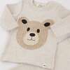 Teddy Bear Face Applique L/S 2pc Set, Malt - Mixed Apparel Set - 2