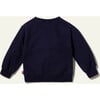 Flower Print Ribbed Neck Drop Shoulder Sweatshirt, Blue - Sweatshirts - 2