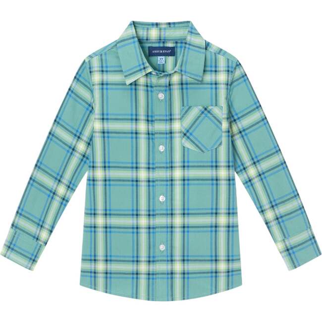 Kids Plaid Buttondown Shirt, Green