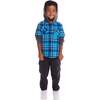 Kids Plaid Flannel Terry Twofer Hoodie, Teal - Jackets - 3