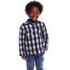 Kids Reversible Flannel Puffer Jacket, Navy & White - Jackets - 3