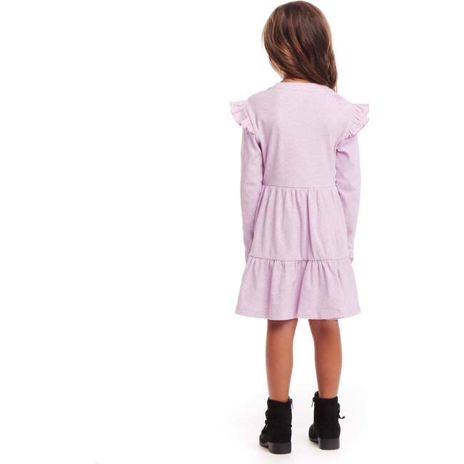 Kids Purple Jersey Dress, Black Cat - Dresses - 4